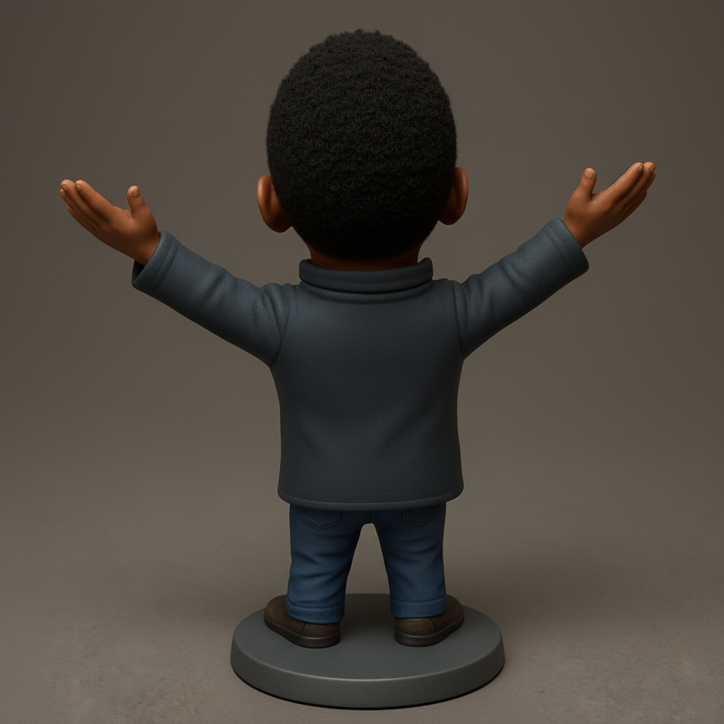 face to 3d model ai-3D portrait printing from photo_Radiate Joy: Open Arms Happy Man Desk Buddy