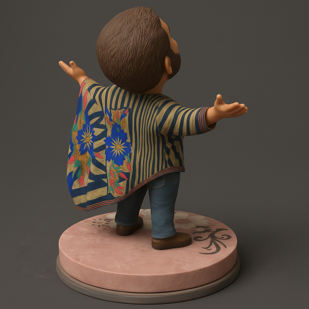 face to 3d model ai-3D portrait printing from photo_Uplifting Joyful Man Figurine: Spread Positivity!