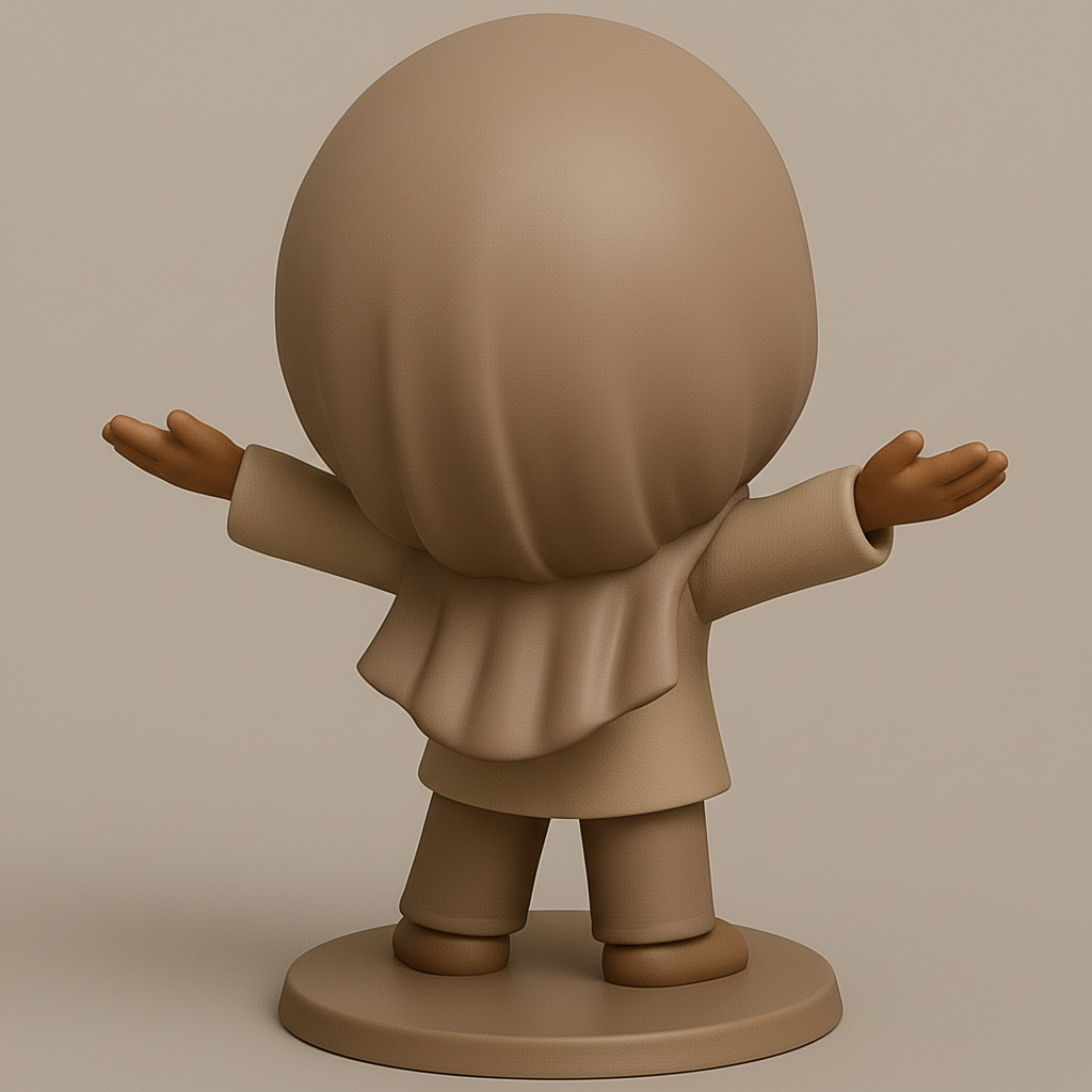 face to 3d model ai-3D portrait printing from photo_Joyful Hijabi Figurine - Welcoming Smile 3D Print