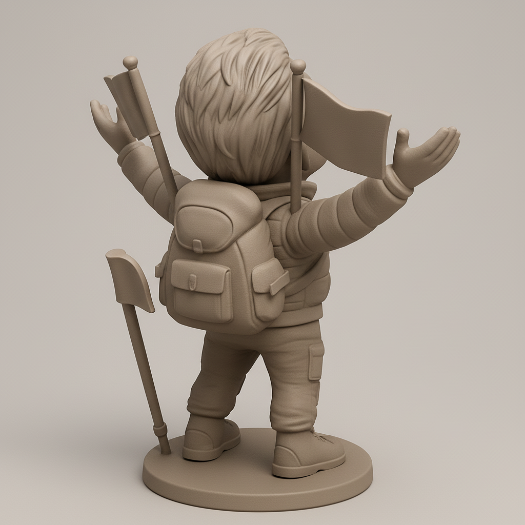 face to 3d model ai-3D portrait printing from photo_Joyful Hiker Bobblehead: Celebrate Your Peak Triumph!