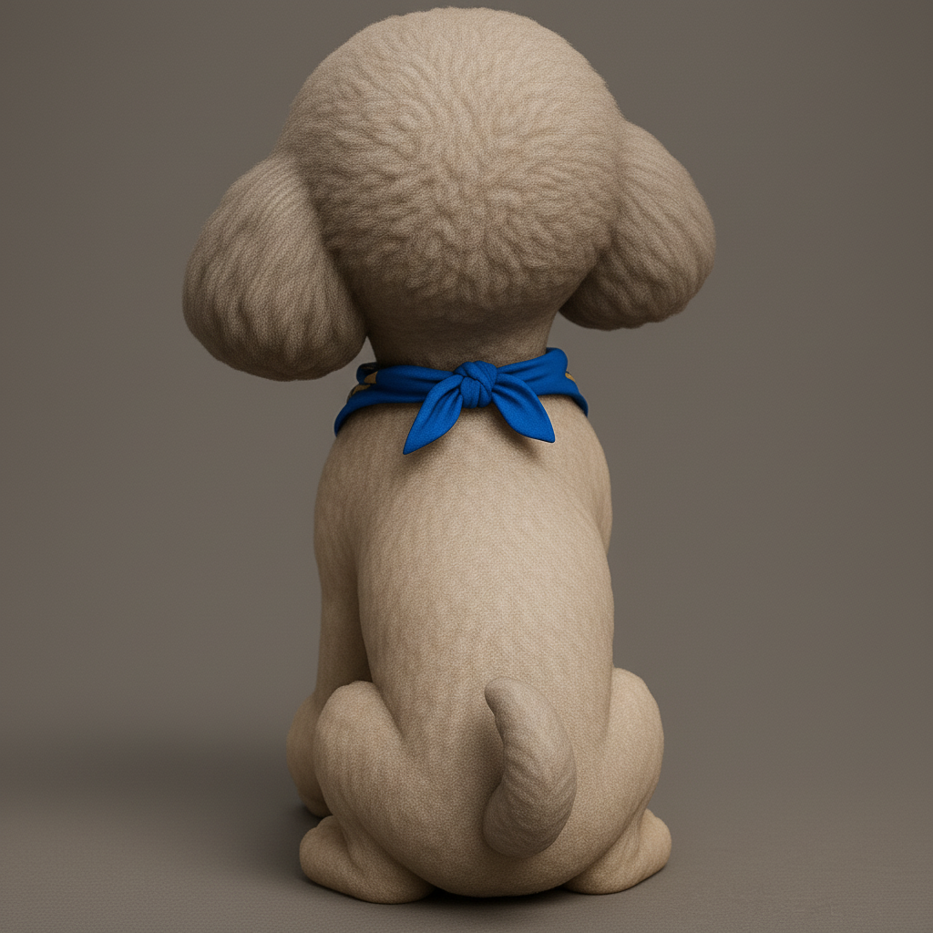 silhouette 3d printer maker-3d portrait printing_Charming Poodle Figurine with Scarf