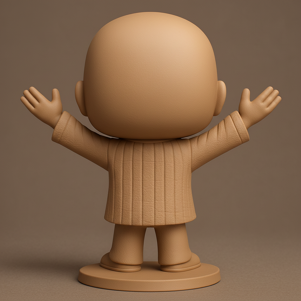 face anatomy 3d model-create 3d face model from photo_Happy Elder Chibi Figure - Welcoming Desk Buddy