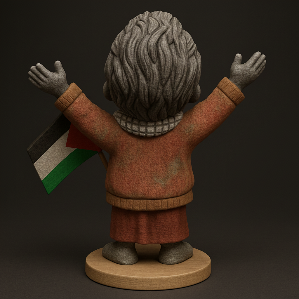 face anatomy 3d model-create 3d face model from photo_Hopeful Palestinian Child Statue with Flag