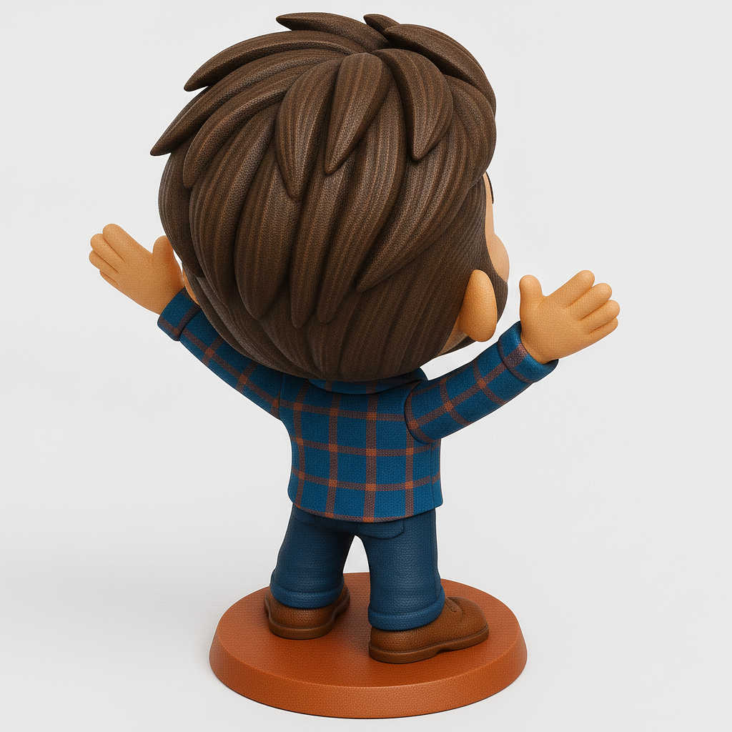 face anatomy 3d model-create 3d face model from photo_Printable Happy Guy Figurine with Plaid Shirt