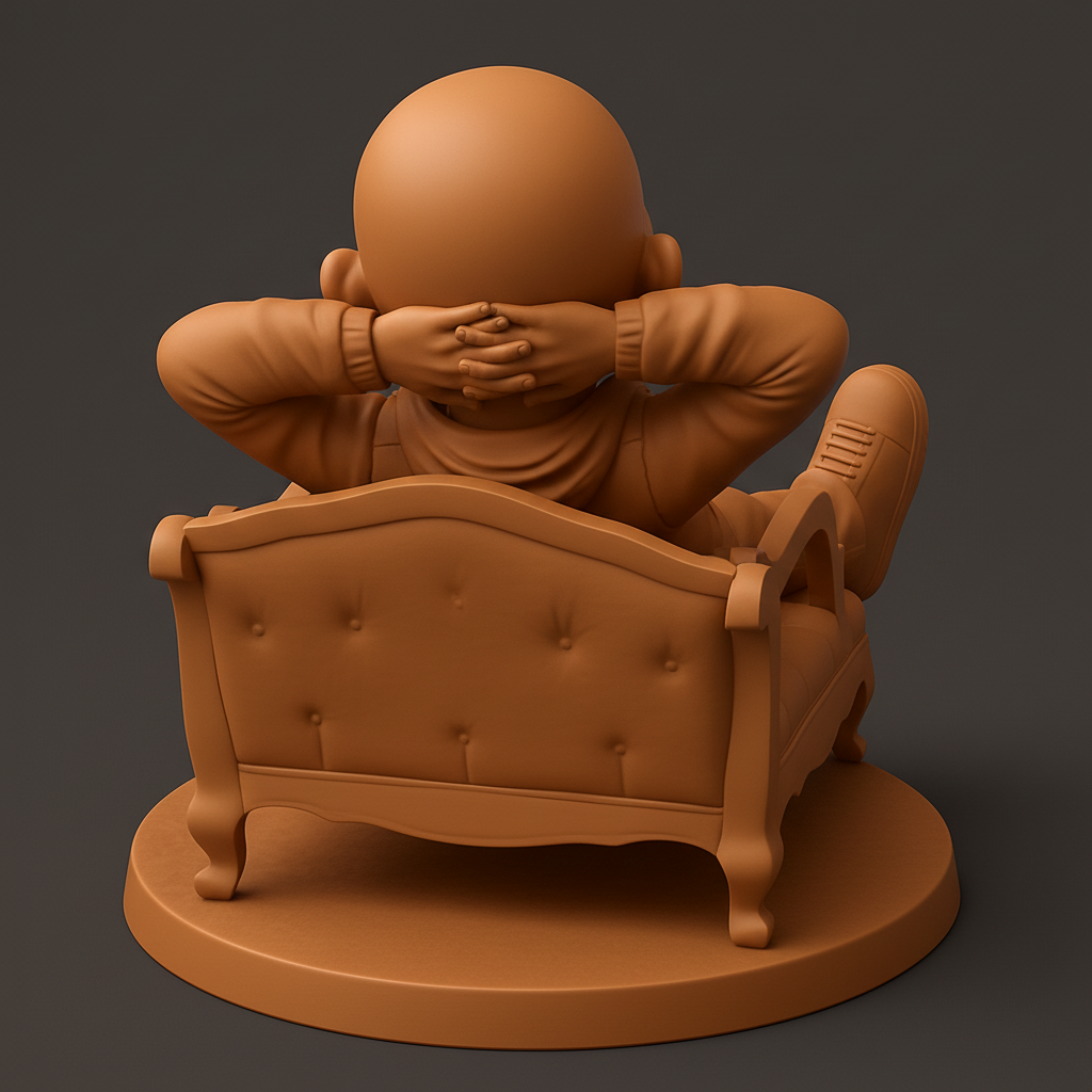 silhouette 3d printer maker-3d portrait printing_Contentment Sculpture: Relaxed Desk Companion
