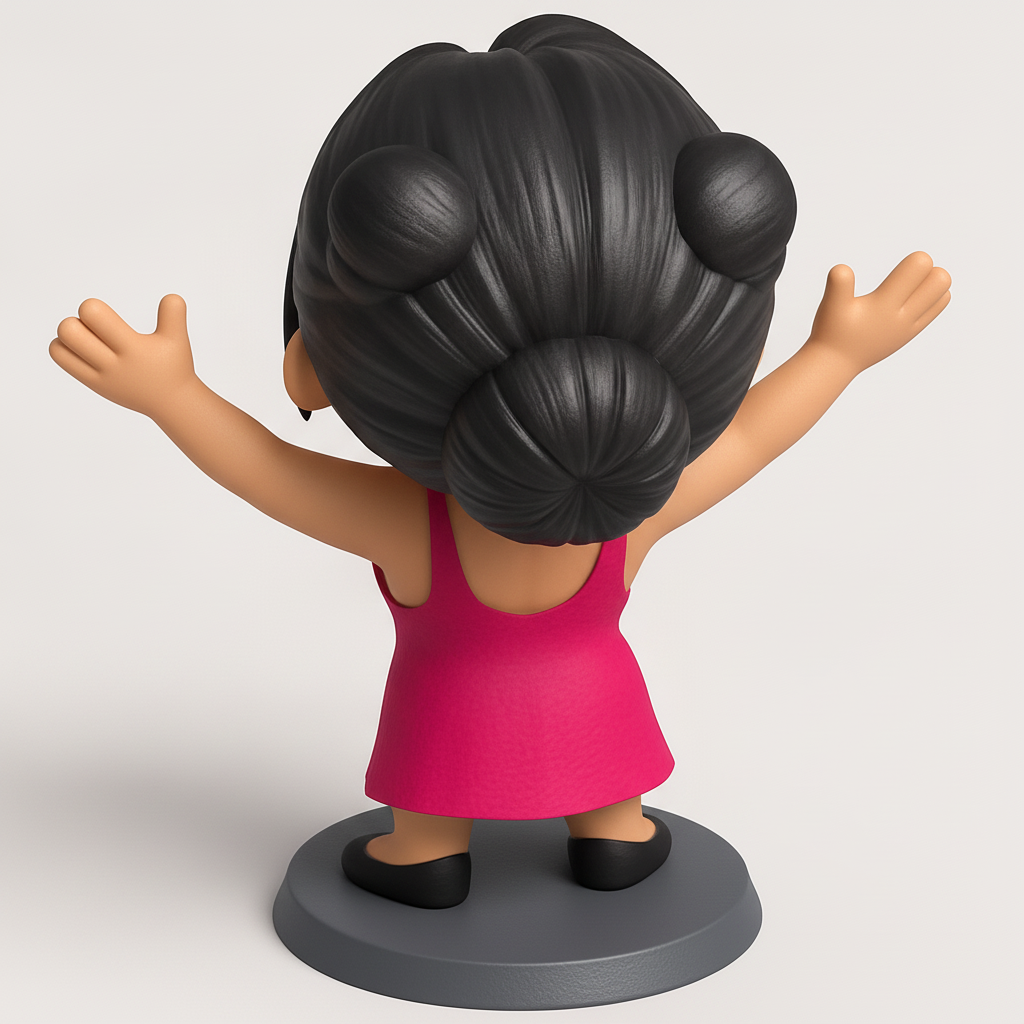 face to 3d model ai-3D portrait printing from photo_Embrace Joy: Happy Woman Chibi Figurine