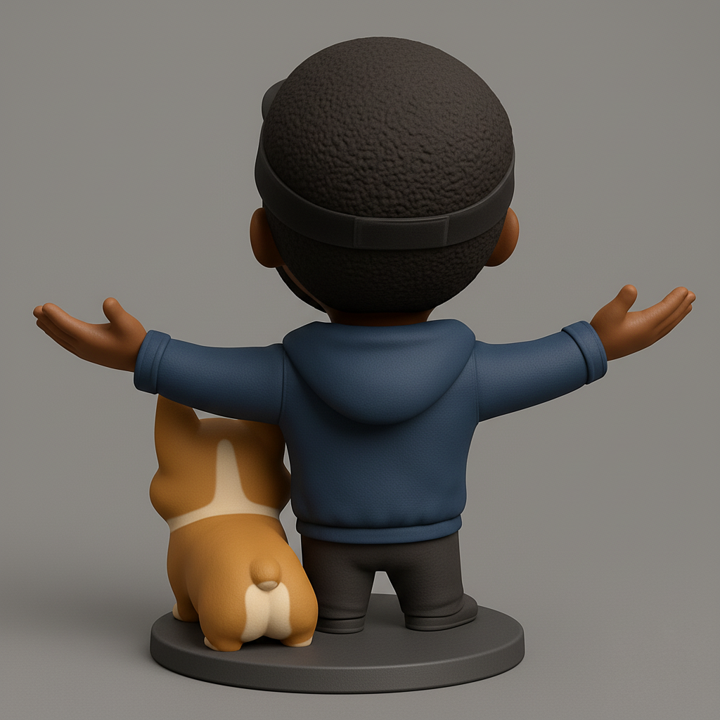 face anatomy 3d model-create 3d face model from photo_Joyful Person & Corgi Duo Figurine