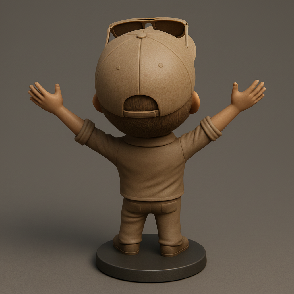 face to 3d model ai-3D portrait printing from photo_Happy Man Bobblehead: Personalized Joyful Desk Buddy