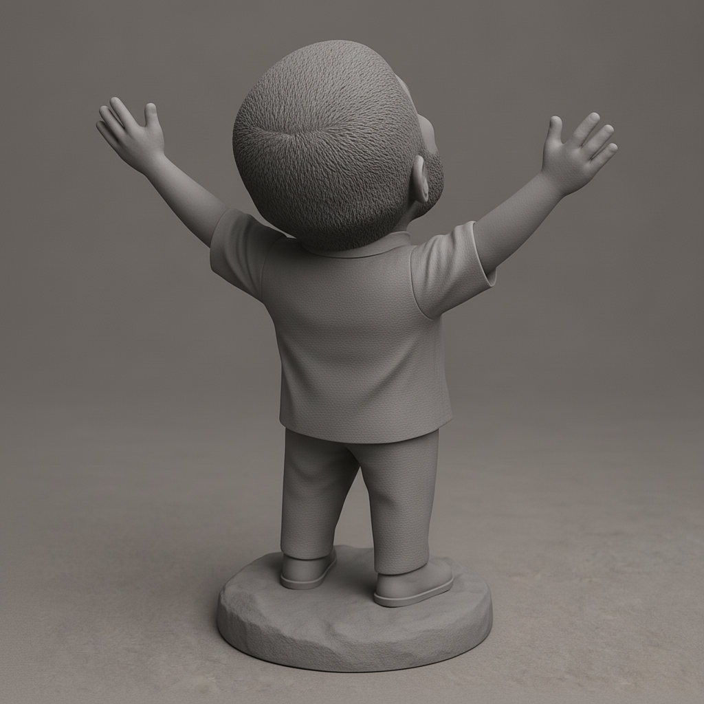 face to 3d model ai-3D portrait printing from photo_Victory Pose Chibi Man - Celebrate Life's Wins!