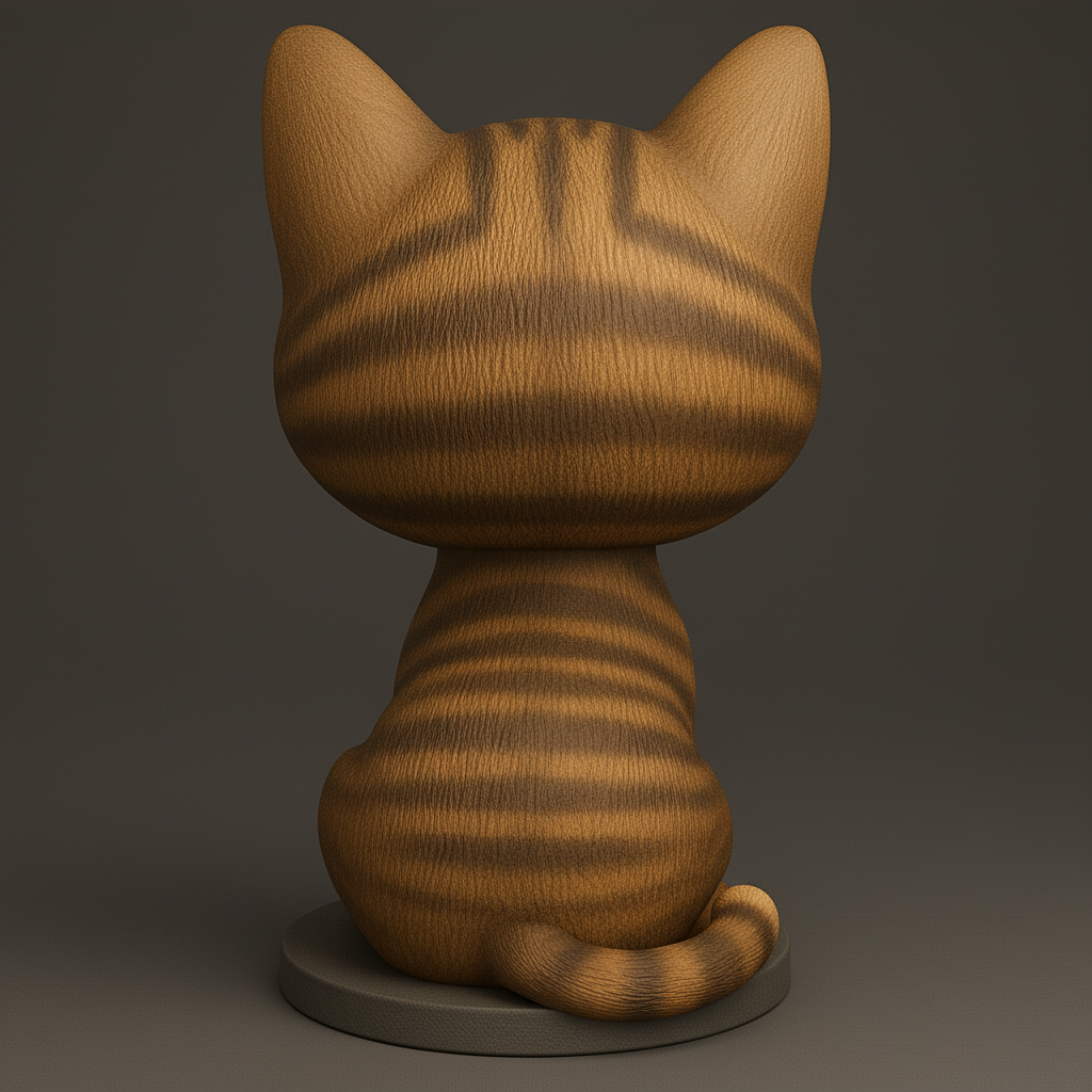 silhouette 3d printer maker-3d portrait printing_Adorable Smiling Cat Figurine