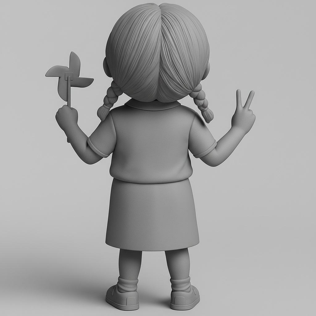 face anatomy 3d model-create 3d face model from photo_Joyful Girl with Pinwheel Figurine