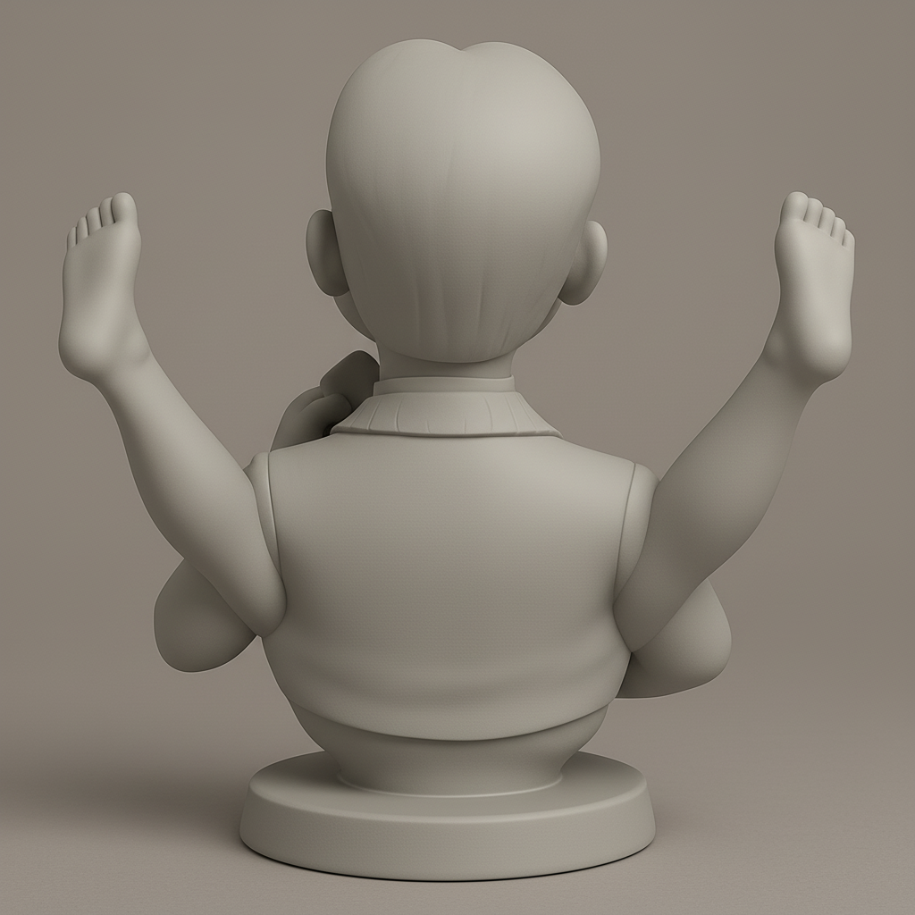 silhouette 3d printer maker-3d portrait printing_Whimsical Waiter's Wild Pose Bust