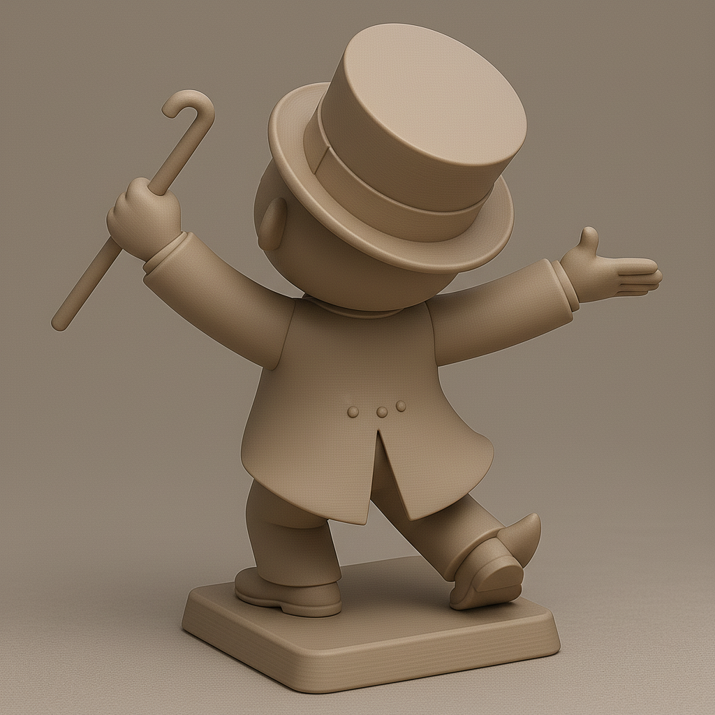 face anatomy 3d model-create 3d face model from photo_Charming Top Hat Character Figurine