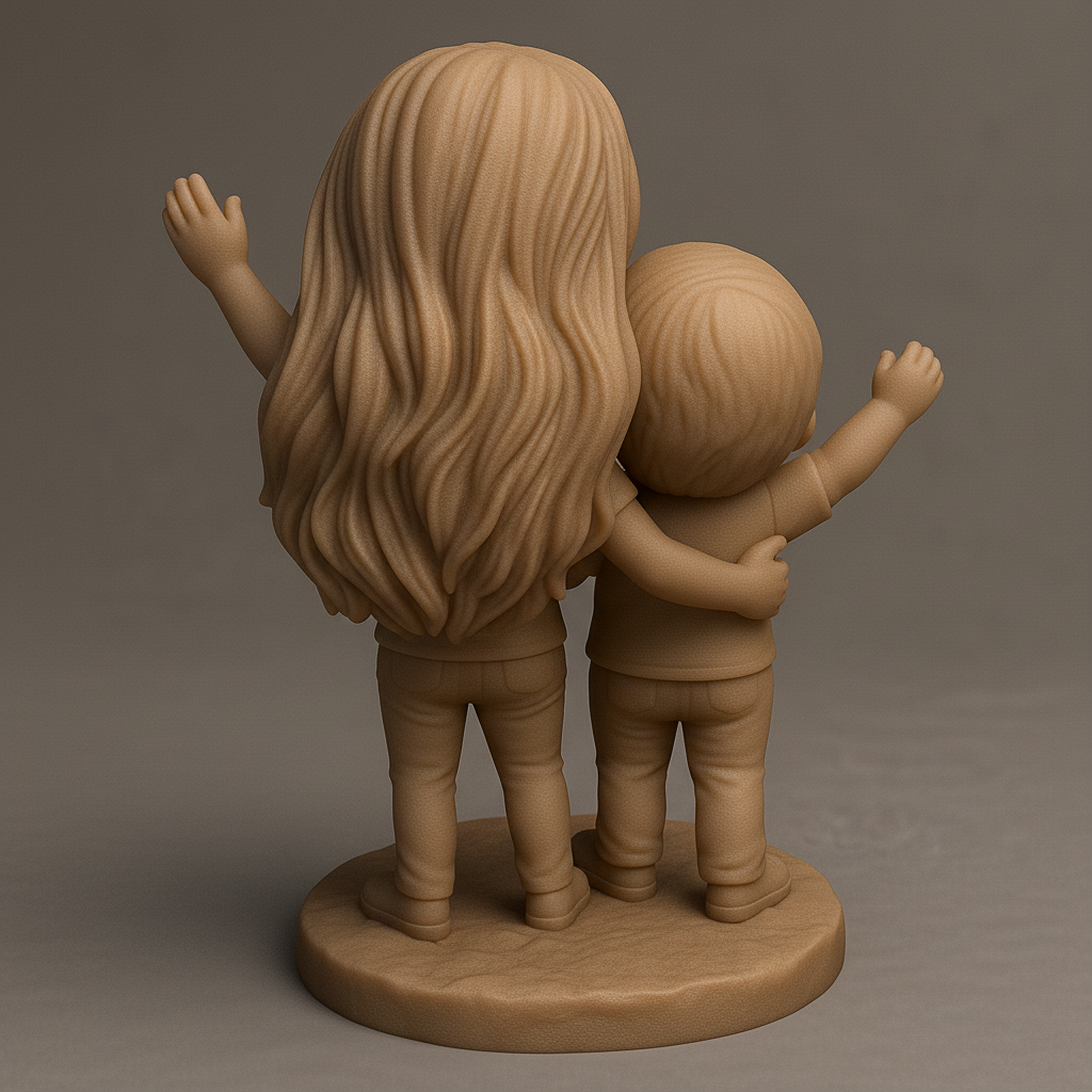 face anatomy 3d model-create 3d face model from photo_Joyful Family Selfie Statue