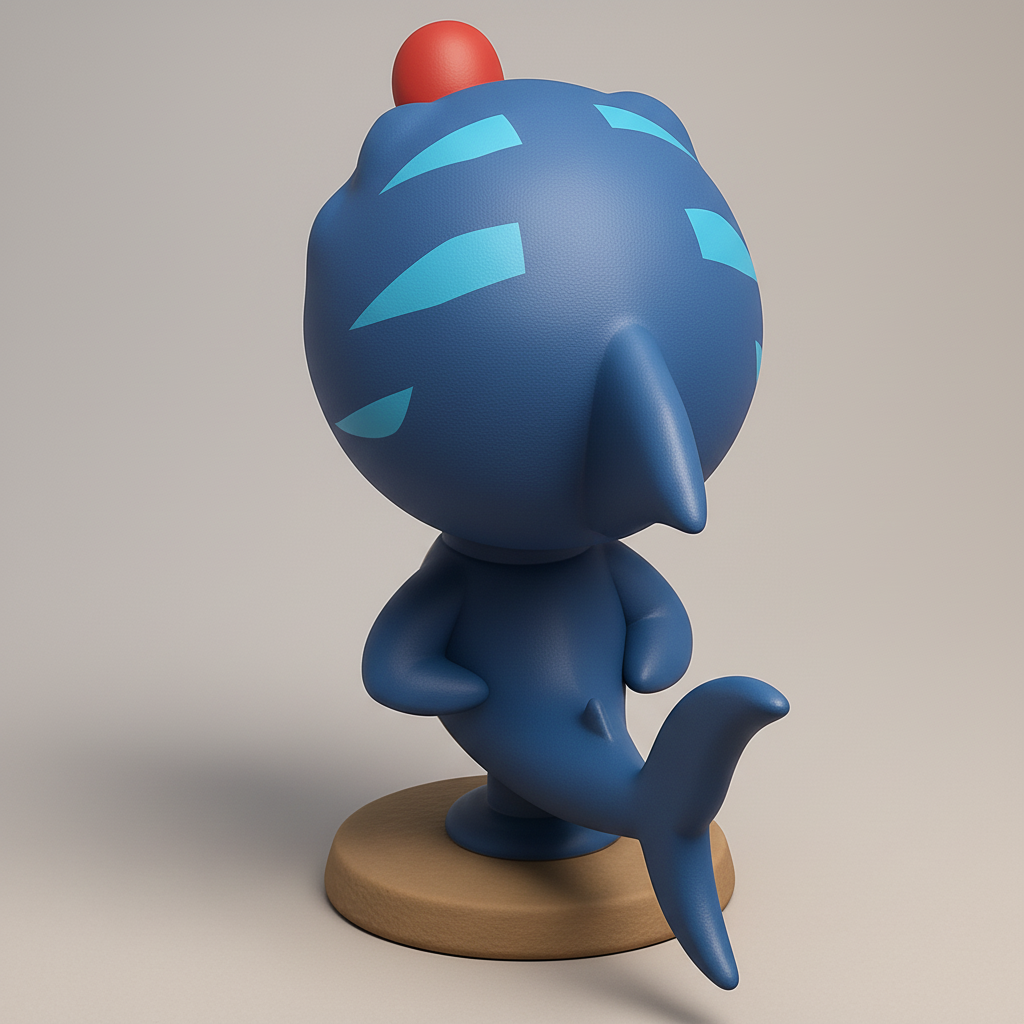 silhouette 3d printer maker-3d portrait printing_Joyful Blue Shark Figurine | Perfect Desk Companion