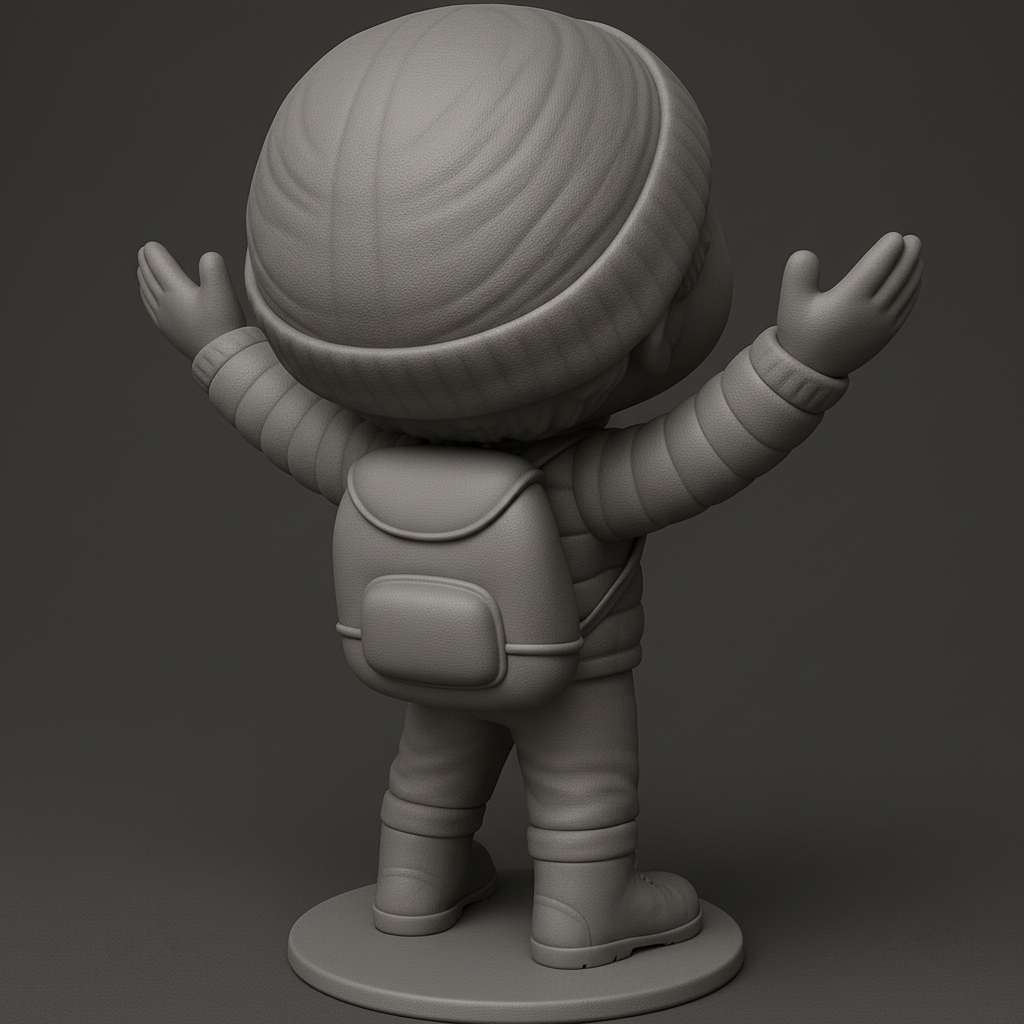 face anatomy 3d model-create 3d face model from photo_Cheerful Winter Kid Figurine: Embrace the Adventure!