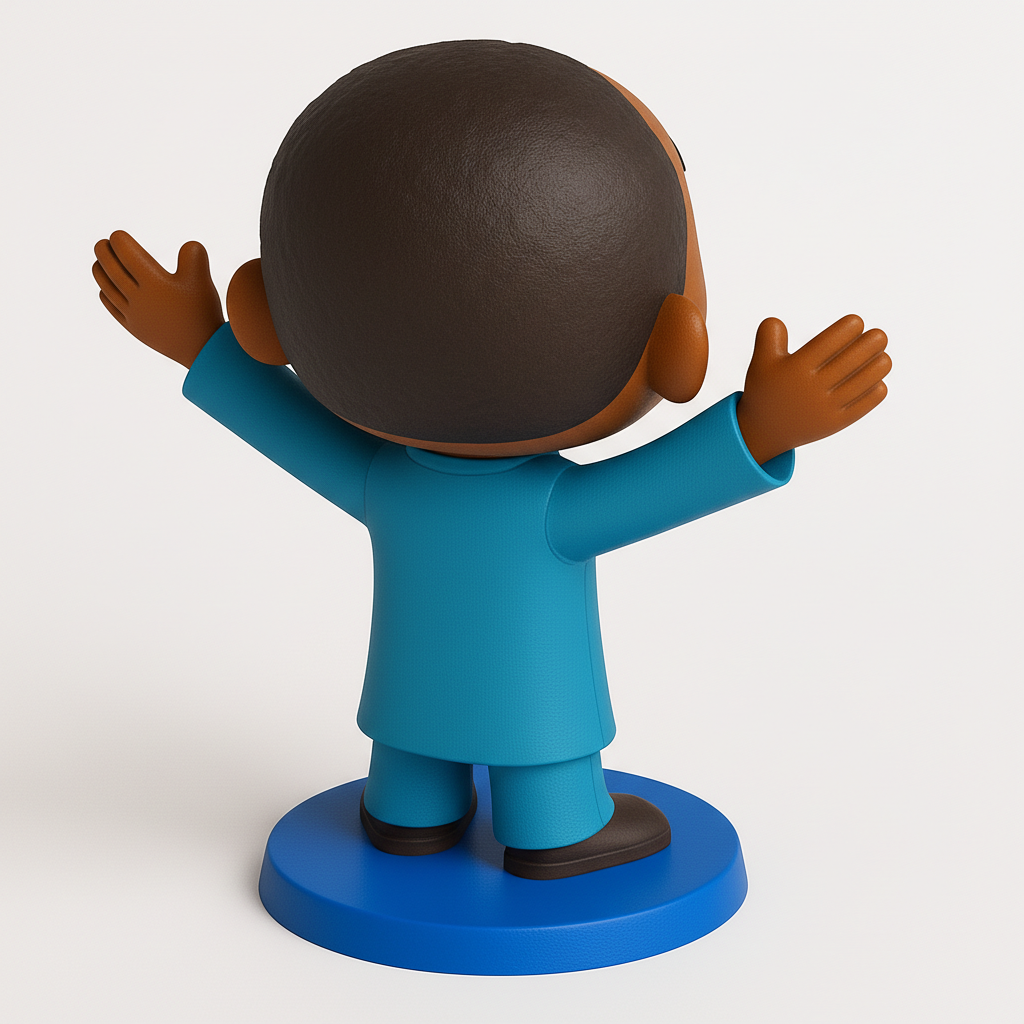 face anatomy 3d model-create 3d face model from photo_Joyful Black Man Figurine: Spread Happiness!