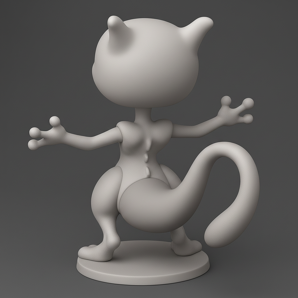 face anatomy 3d model-create 3d face model from photo_Whimsical Mewtwo Figurine for 3D Printing