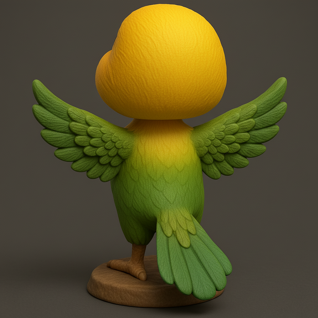 silhouette 3d printer maker-3d portrait printing_Cheerful Cartoon Bird Figurine