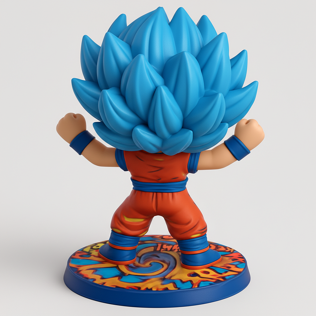 face to 3d model ai-3D portrait printing from photo_Dynamic Goku SSJ Blue Pop Style Figure with Base