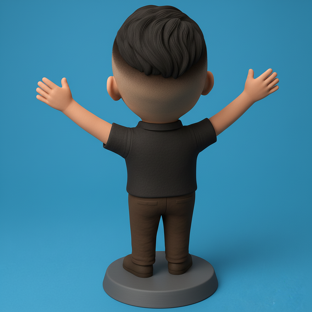 face to 3d model ai-3D portrait printing from photo_Print Happiness: Joyful Man Bobblehead Figurine