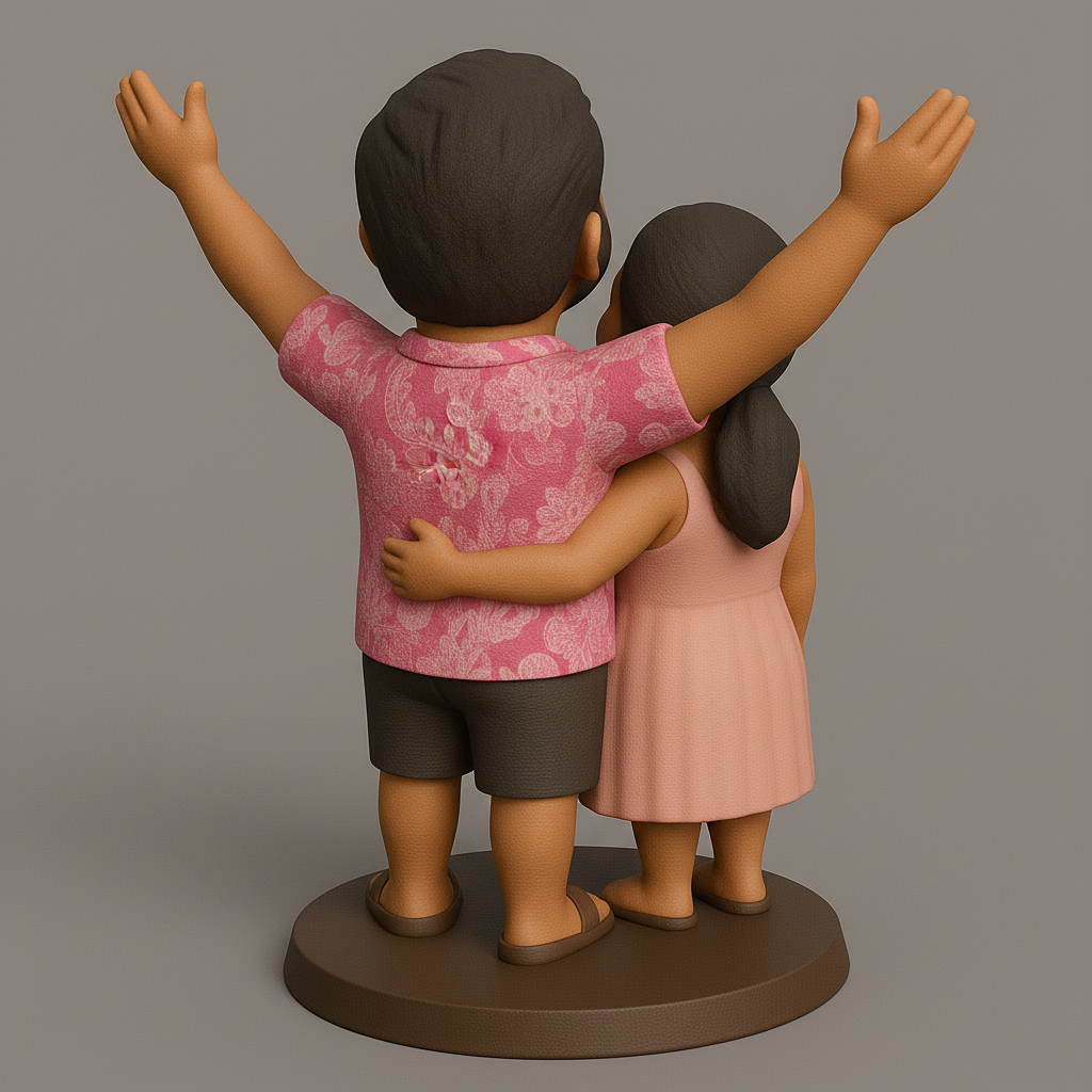 face anatomy 3d model-create 3d face model from photo_Joyful Couple Figurine for 3D Printing