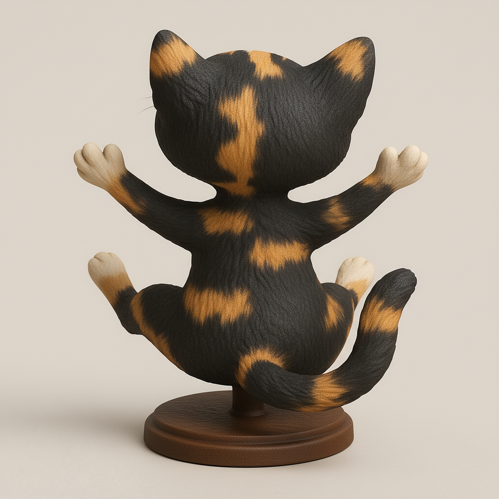 silhouette 3d printer maker-3d portrait printing_Joyful Cat Figurine for 3D Printing