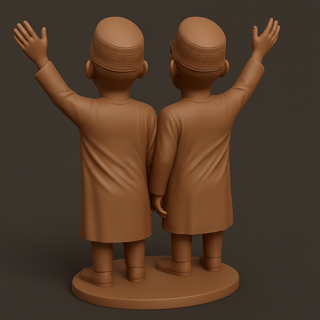 silhouette 3d printer maker-3d portrait printing_Joyful Twin Figurines for 3D Printing