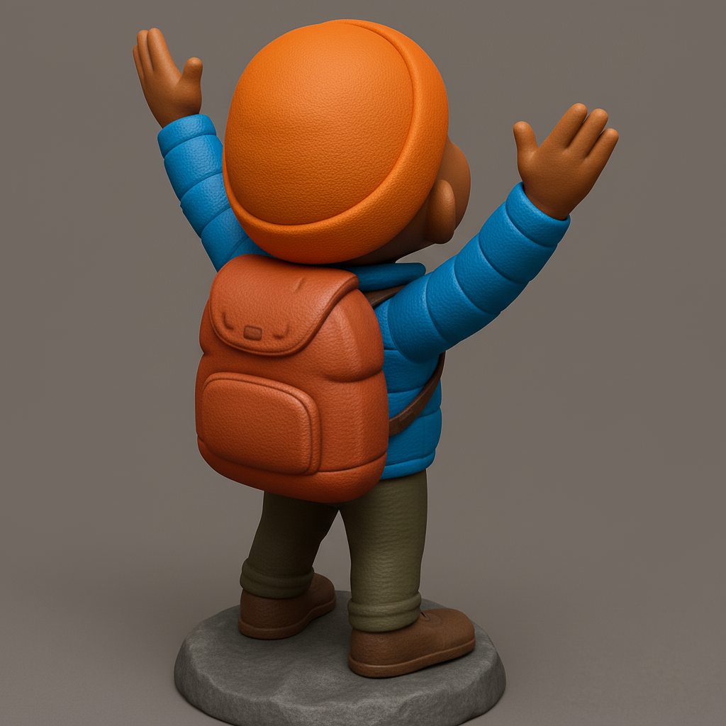 face anatomy 3d model-create 3d face model from photo_Joyful Explorer: Happy Hiker Celebration 3D Print