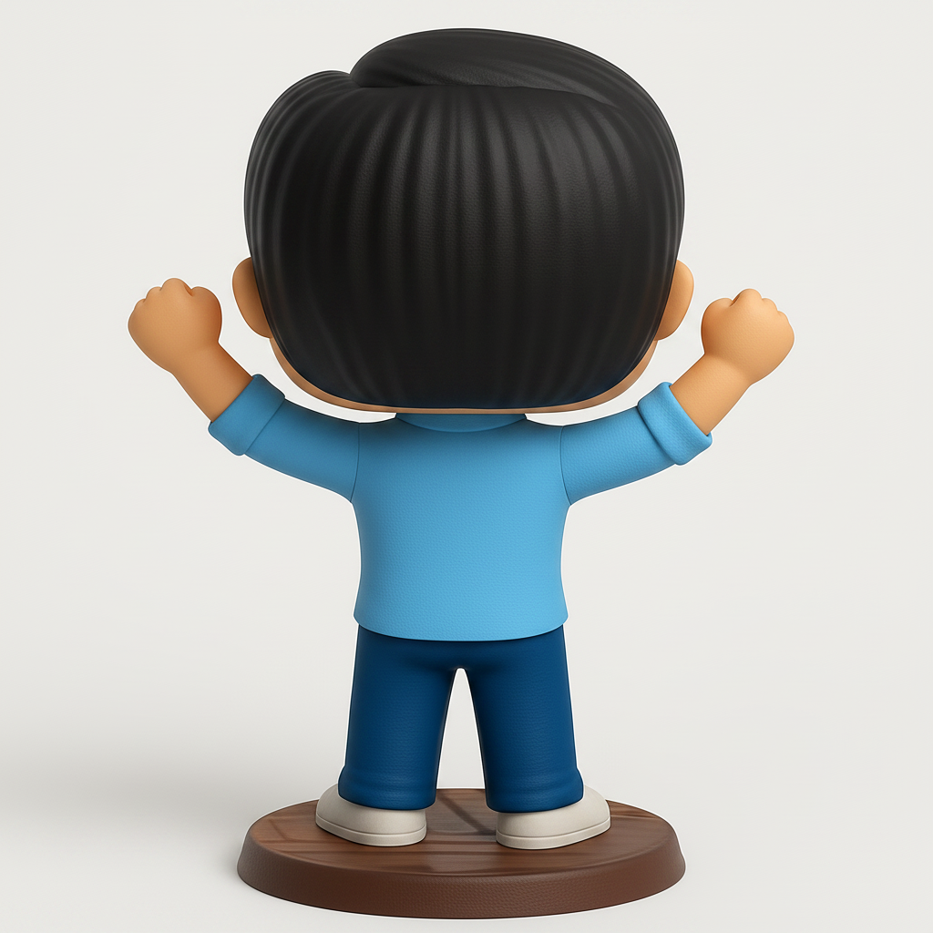 face to 3d model ai-3D portrait printing from photo_Victory Pose Figurine: Celebrate Success & Good Vibes