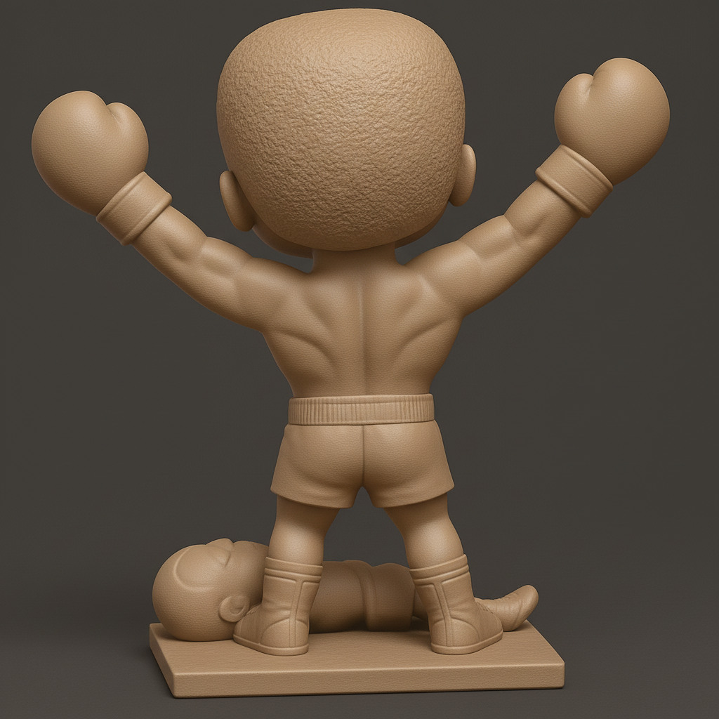 face to 3d model ai-3D portrait printing from photo_Chibi Boxer Victory Statue: Celebrate the Knockout!