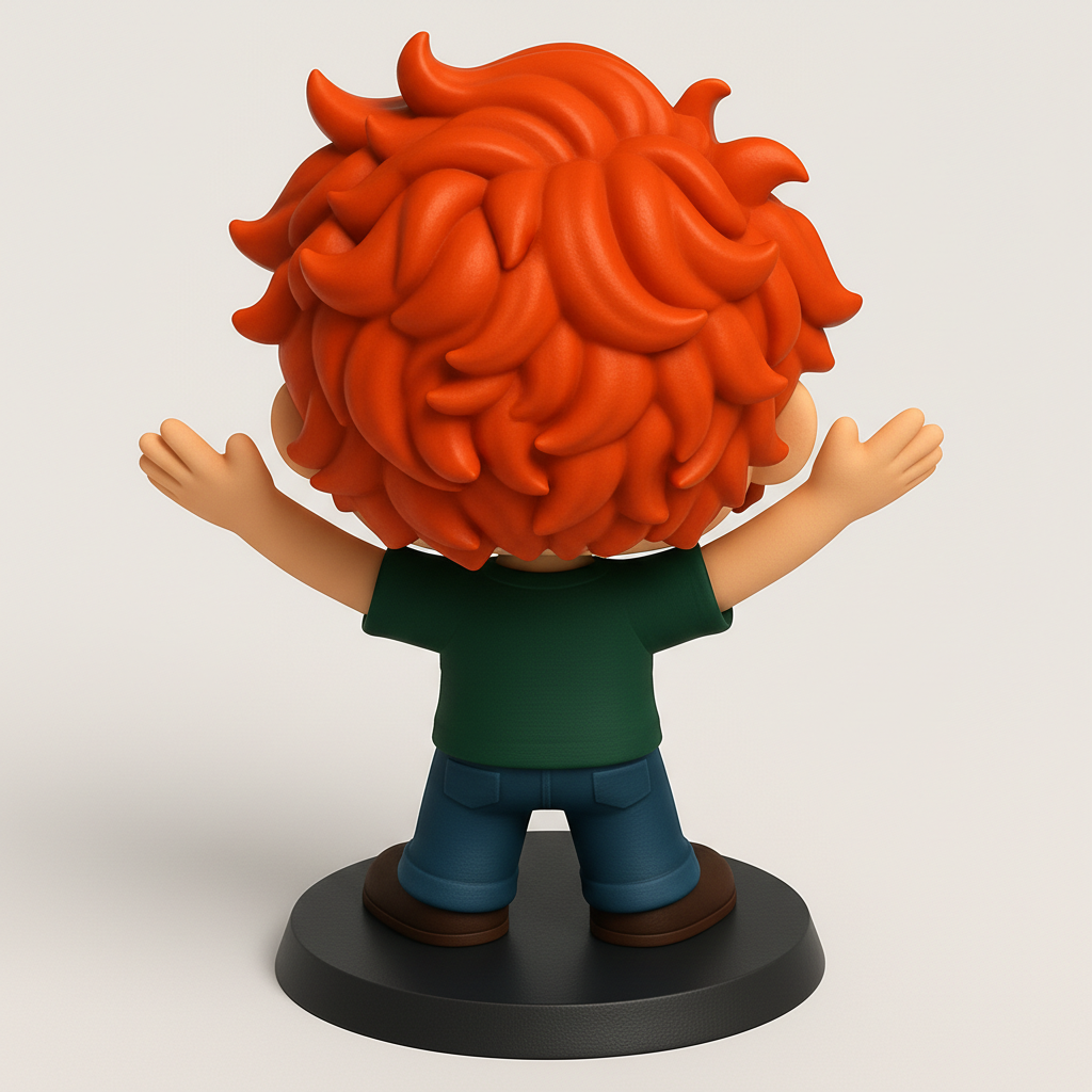 face anatomy 3d model-create 3d face model from photo_Smiling Redhead Funko-Style Figure: Desk Buddy!