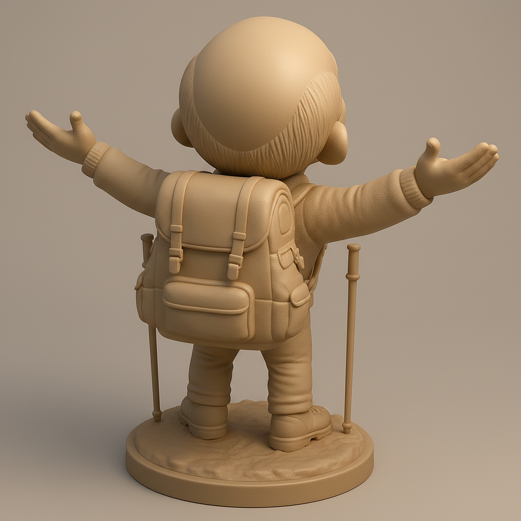 silhouette 3d printer maker-3d portrait printing_Joyful Hiker Figurine