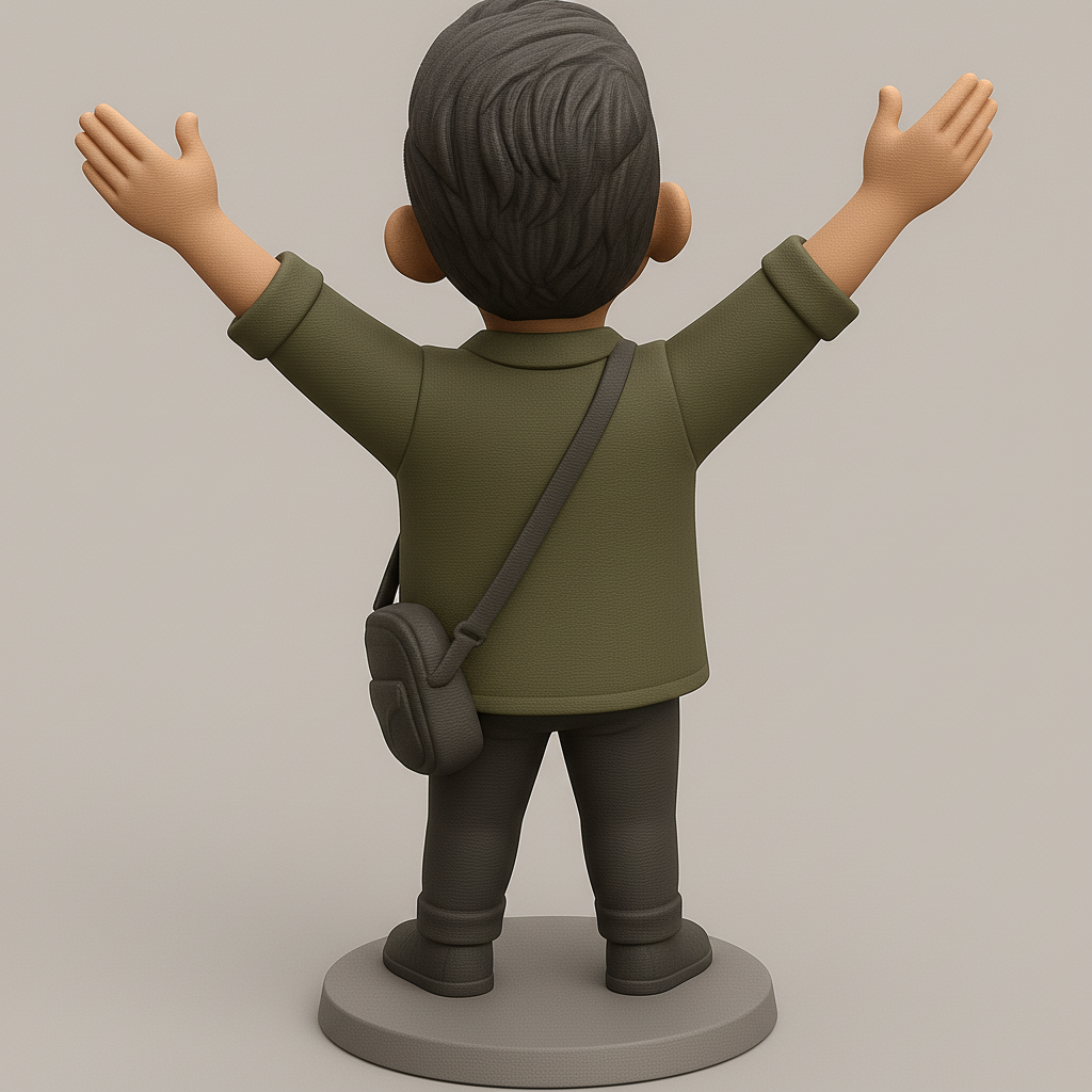 silhouette 3d printer maker-3d portrait printing_Joyful Character with Outstretched Arms