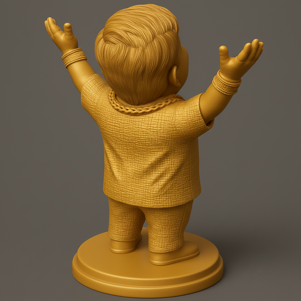 face to 3d model ai-3D portrait printing from photo_Golden Om Joy Statue: Celebrate Success with a Smile!