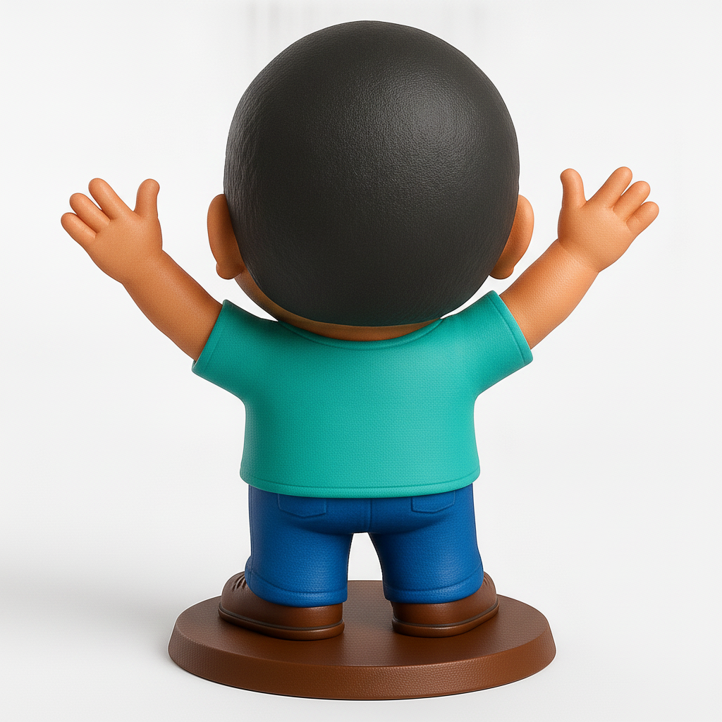 face anatomy 3d model-create 3d face model from photo_Joyful Chibi Man Figurine - Cheerful Desk Decor