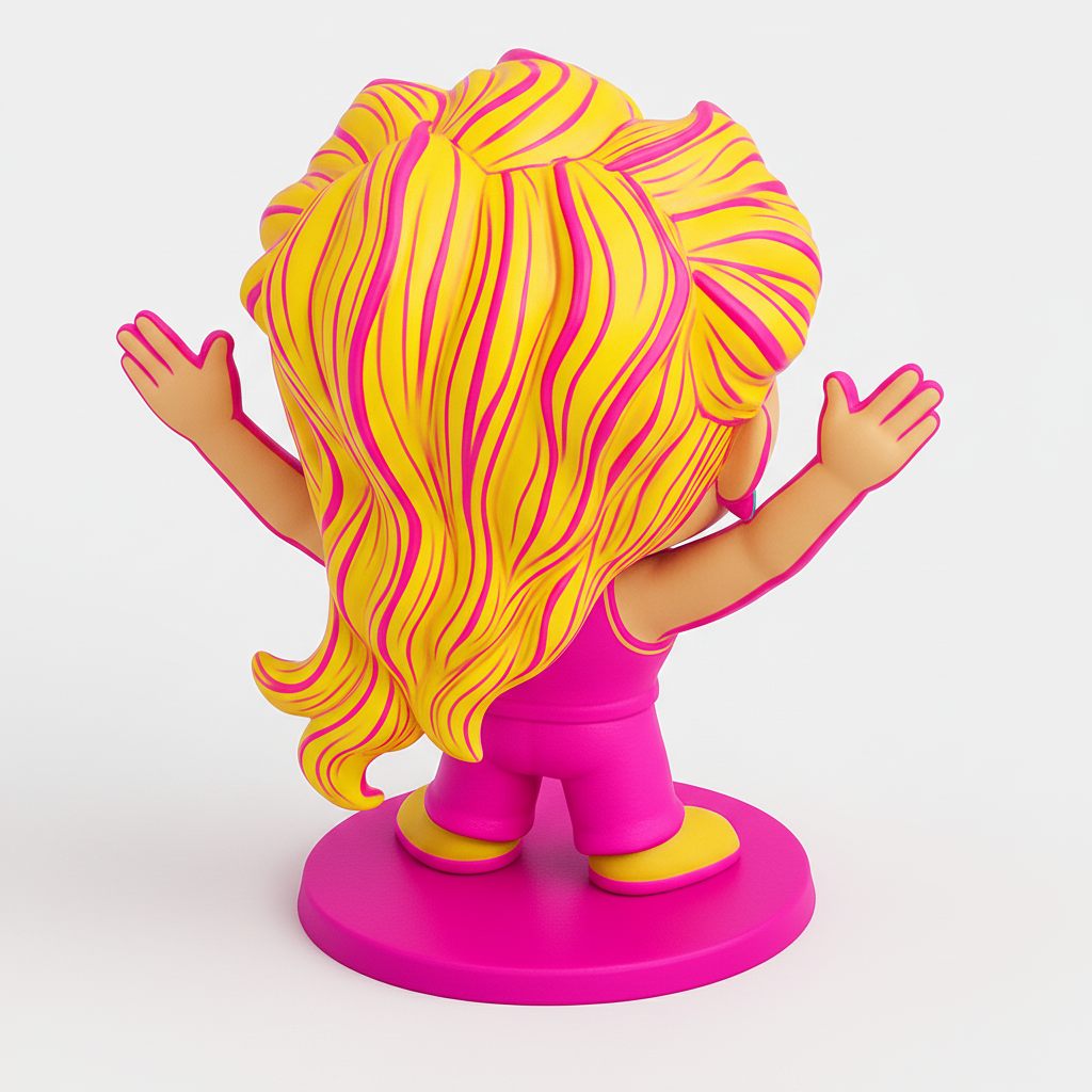 face anatomy 3d model-create 3d face model from photo_Vibrant Pop Art Diva Figurine: Expressive & Fun!