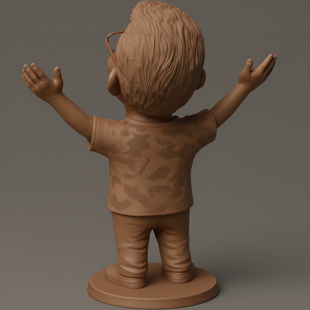 silhouette 3d printer maker-3d portrait printing_Celebrate Joy: Happy Caricature Figurine with Open Arms