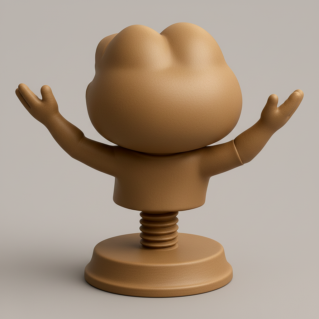 face anatomy 3d model-create 3d face model from photo_Blissful Frog Bobblehead - Serene Desk Companion