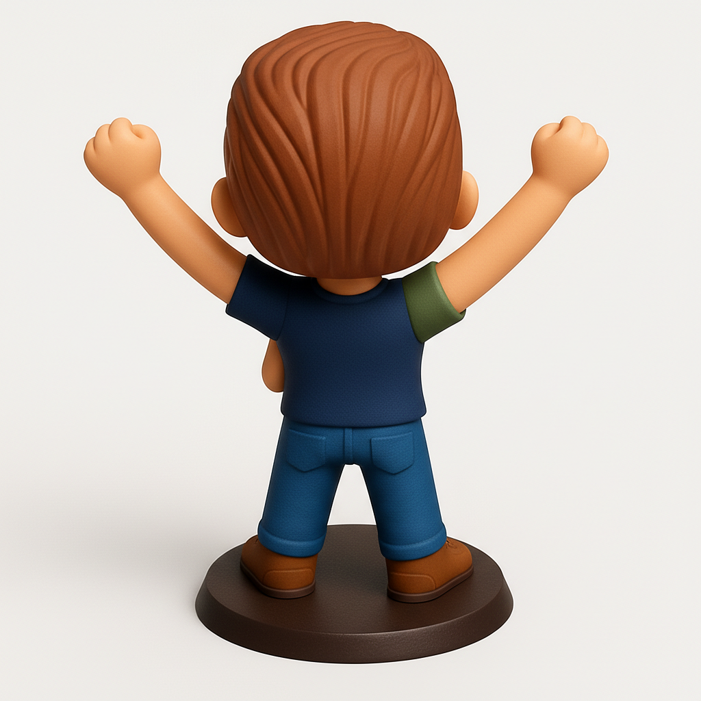 face anatomy 3d model-create 3d face model from photo_Happy Man Figurine - Celebrate Success!