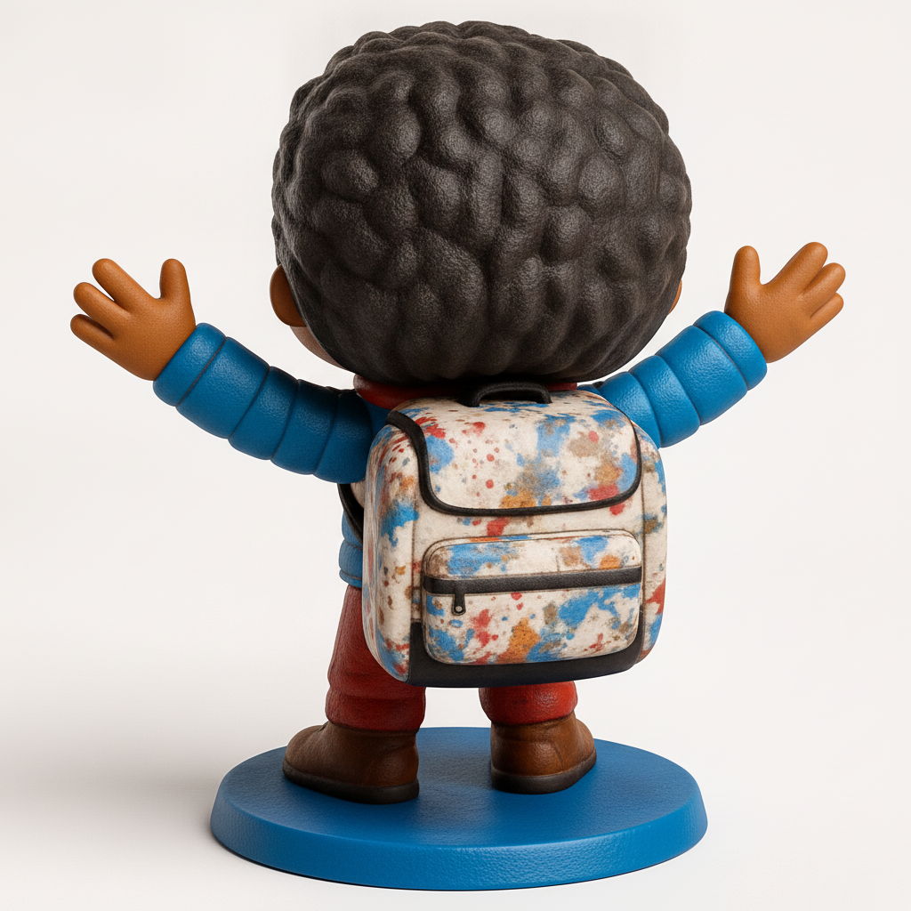 face to 3d model ai-3D portrait printing from photo_Cheerful Waving Boy Figurine - Fun Pop-Style Print