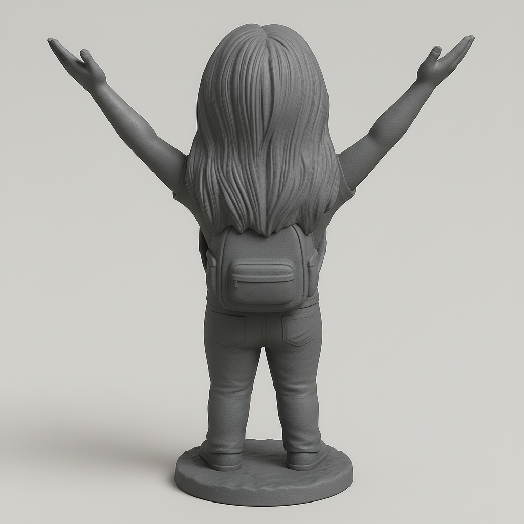 silhouette 3d printer maker-3d portrait printing_Joyful Adventure Figure with Backpack