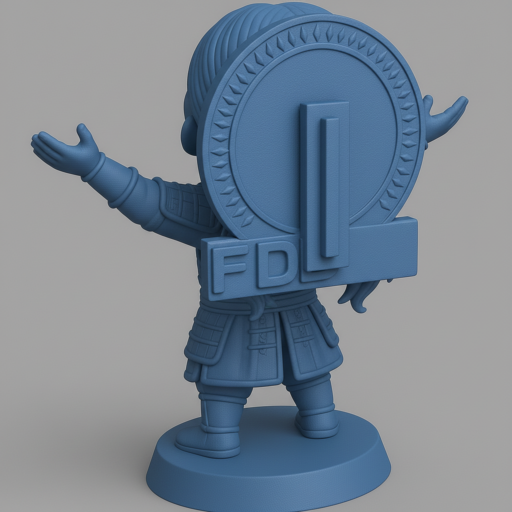 silhouette 3d printer maker-3d portrait printing_Joyful Warrior Kid with Emblem