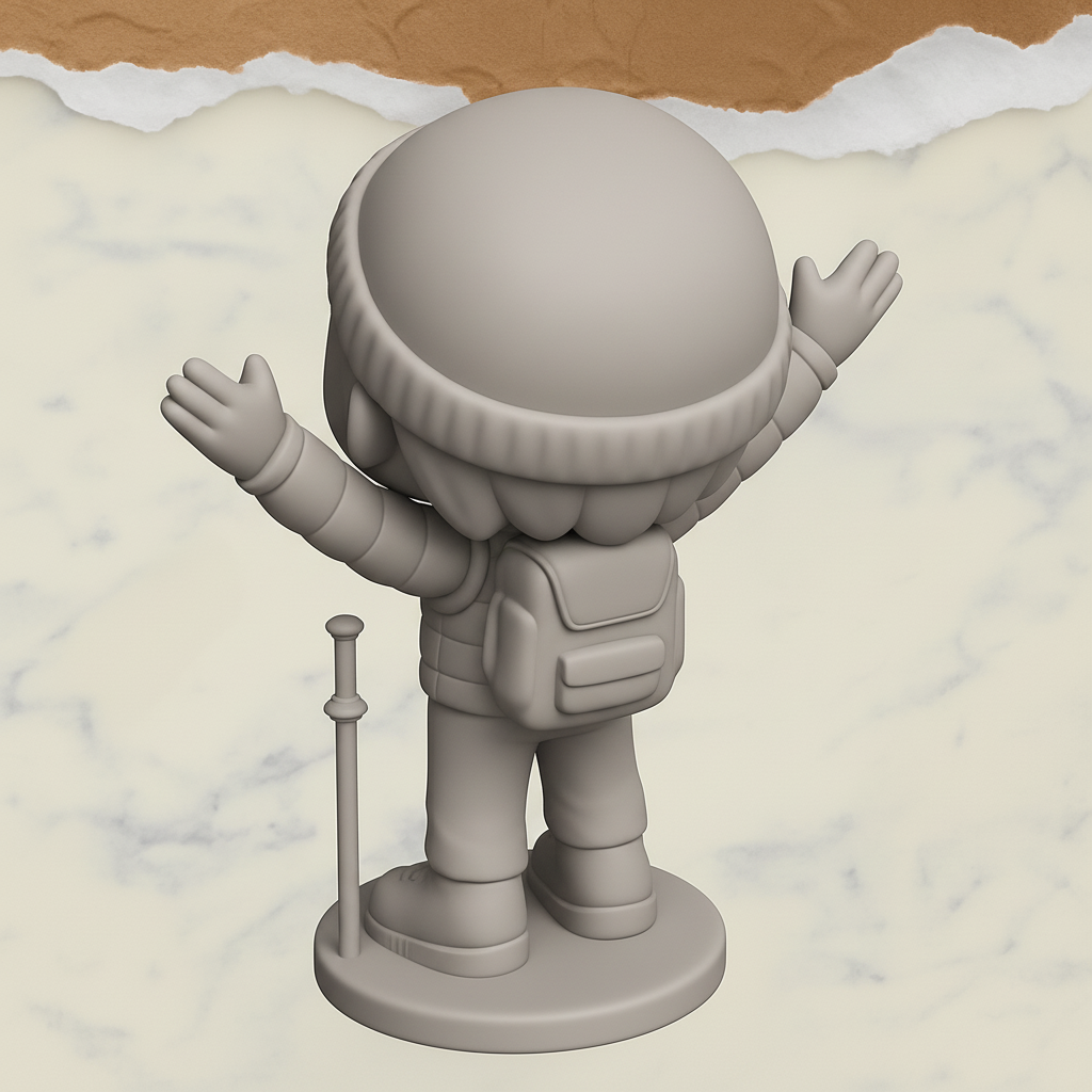 face anatomy 3d model-create 3d face model from photo_Happy Hiker Figurine: Joyful Adventure Desk Companion