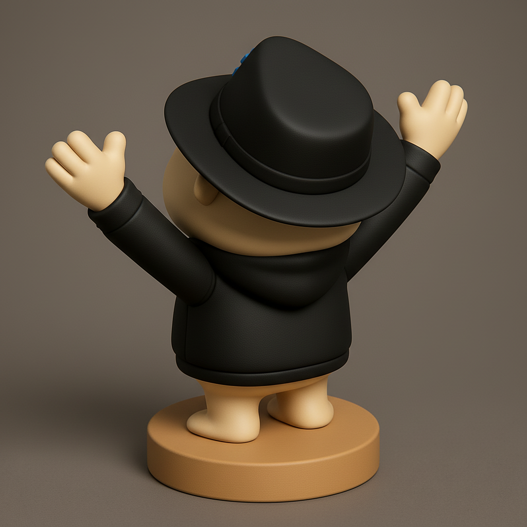 face anatomy 3d model-create 3d face model from photo_Smiling Fedora Mascot - Print Your Cheerful Desk Pal!