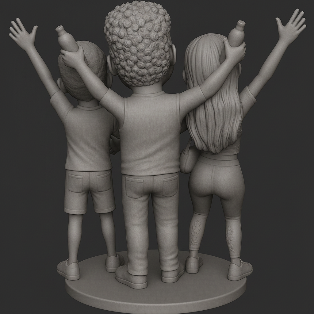 face anatomy 3d model-create 3d face model from photo_Joyful Family Statue - Perfect for 3D Printing!