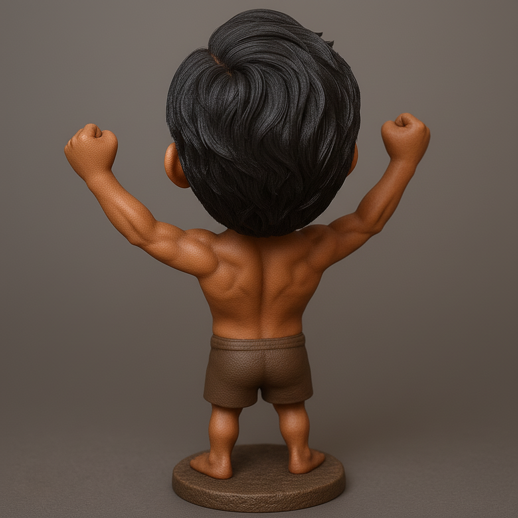 silhouette 3d printer maker-3d portrait printing_Cheerful Champion: Fun Bobblehead Design