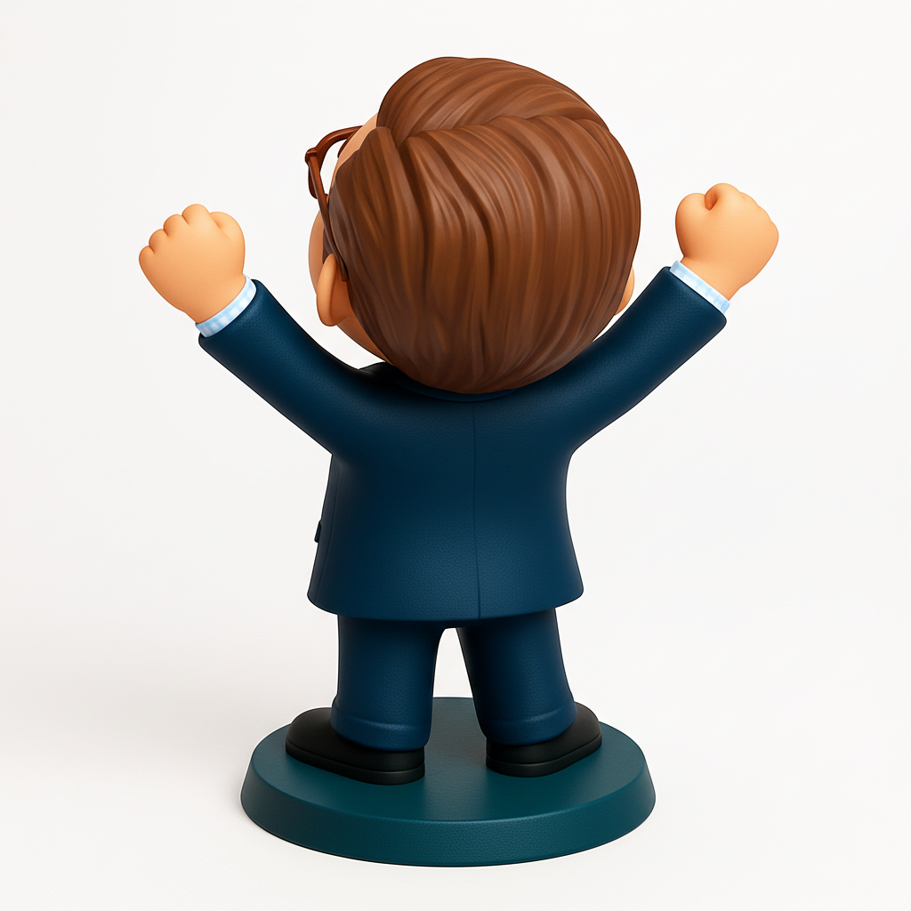 face to 3d model ai-3D portrait printing from photo_Celebrate Success: Joyful Executive Desk Figure