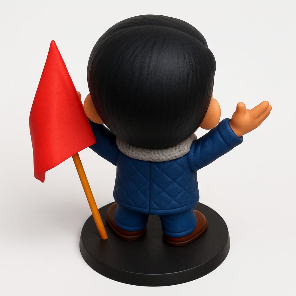 face anatomy 3d model-create 3d face model from photo_Optimistic Leader Figurine with Red Flag - Desk Decor