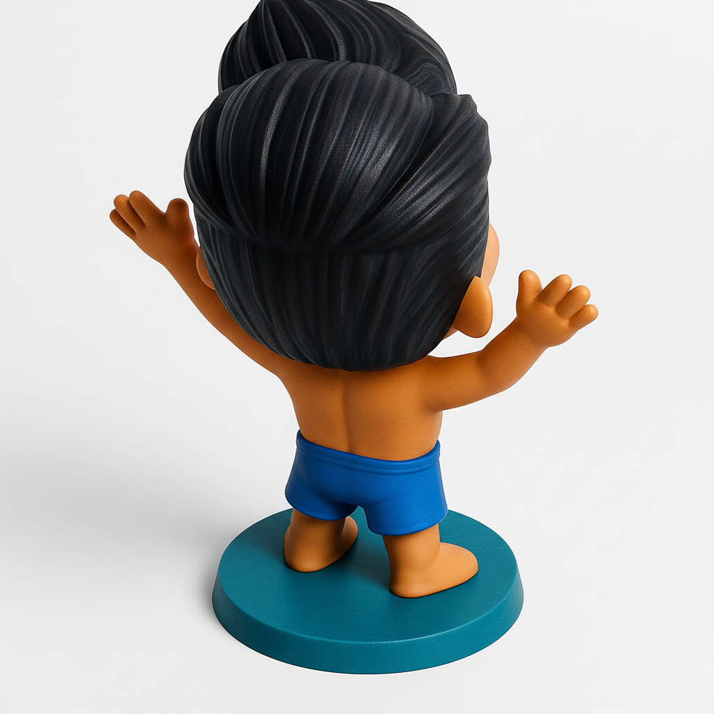 face to 3d model ai-3D portrait printing from photo_Beach Day Joy: Happy Waving Boy Figurine